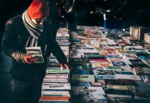 man browsing books
