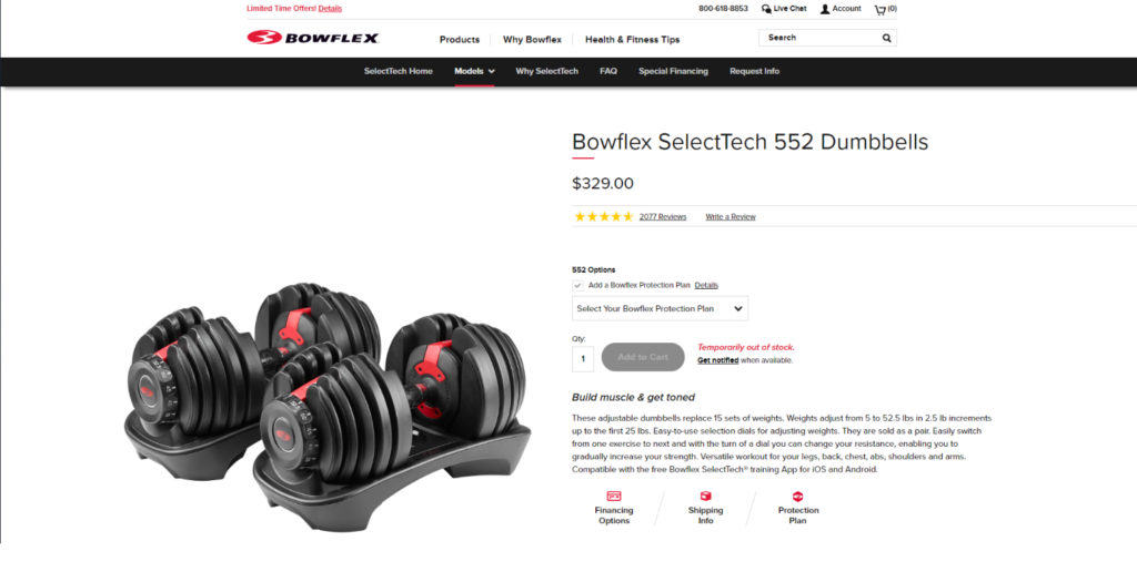 Bowflex 552 Dumbbells