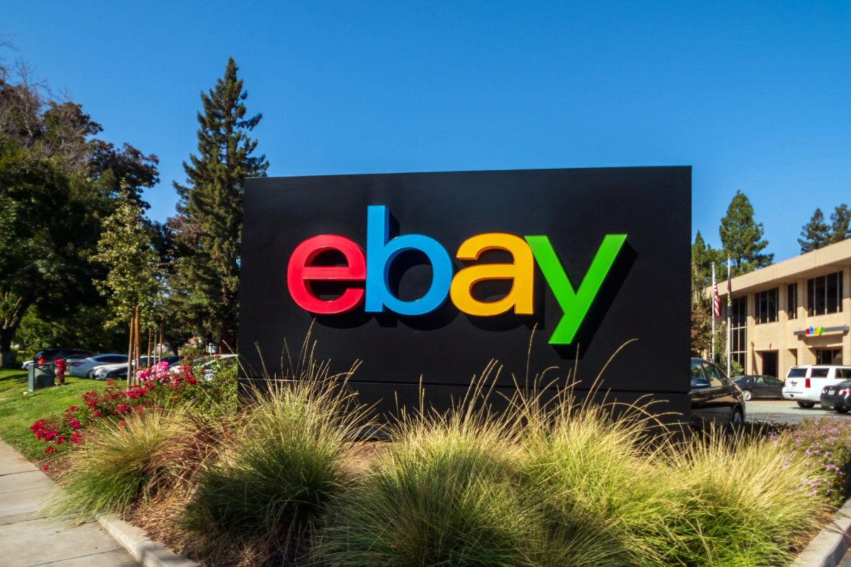 San Jose, USA - September 10, 2018: Ebay outdoor logo at company headquarters in silicone valley