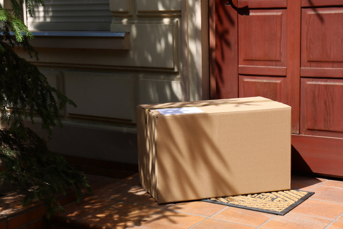 Delivered parcel on porch