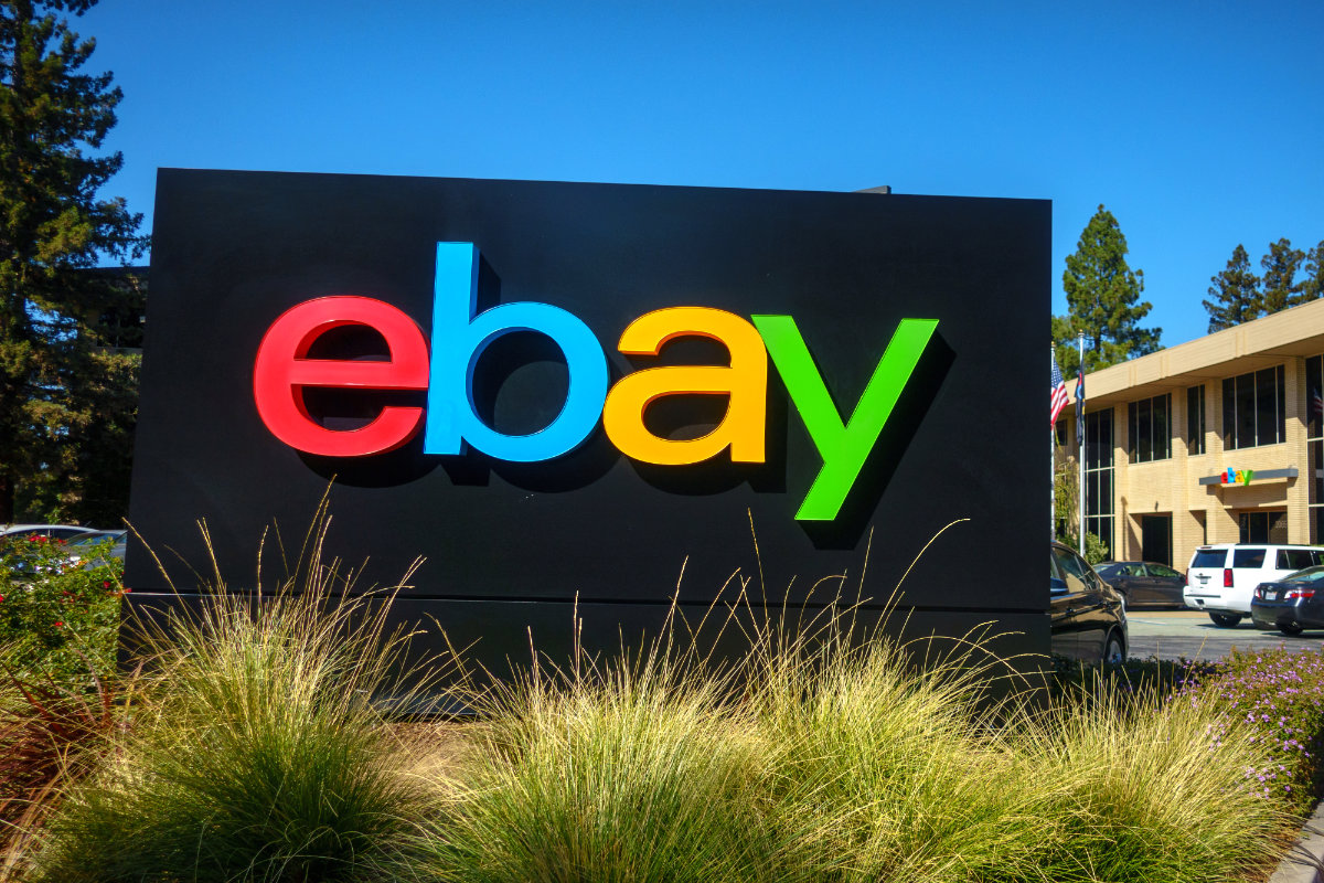 Ebay outdoor logo at company headquarters in silicone valley