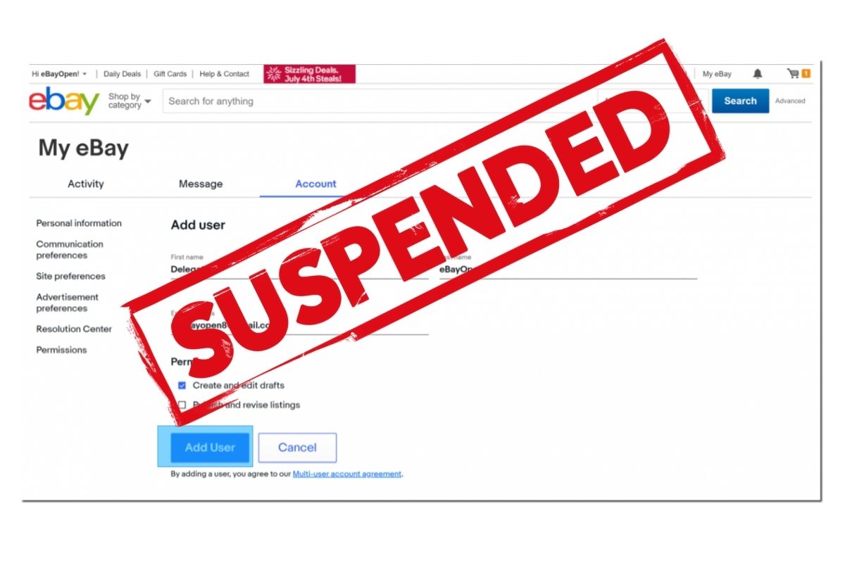 eBay suspending accounts