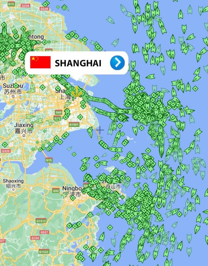 Cargo Ships around Shanghai Port April 21st 2022