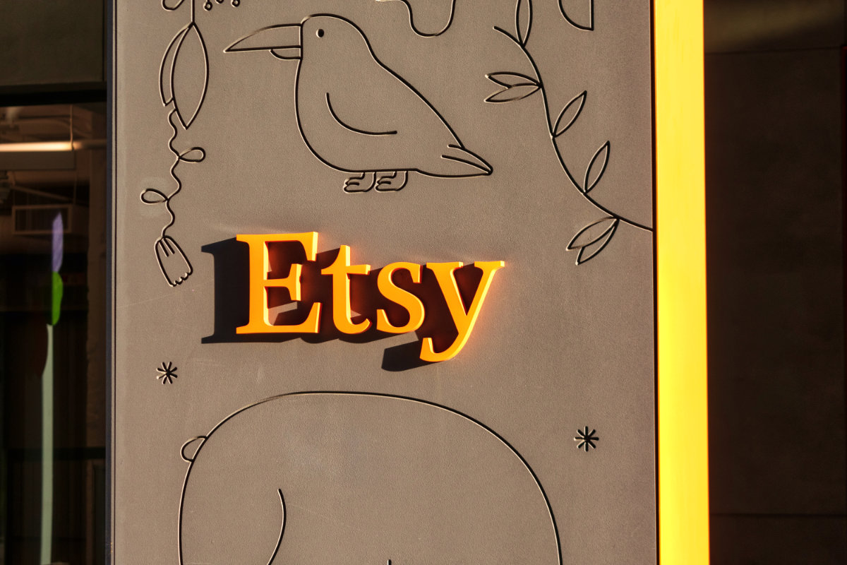Etsy Sign / Logo on Its Headquarters Entrance Brooklyn New York