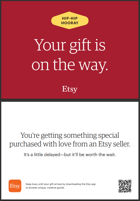 Etsy Card - Your gift is on the way