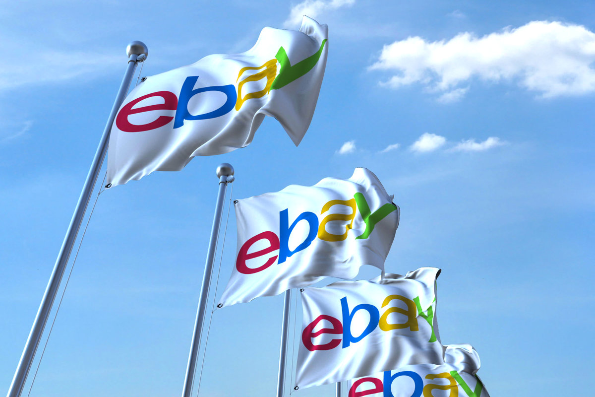 eBay Logo on Waving Flags