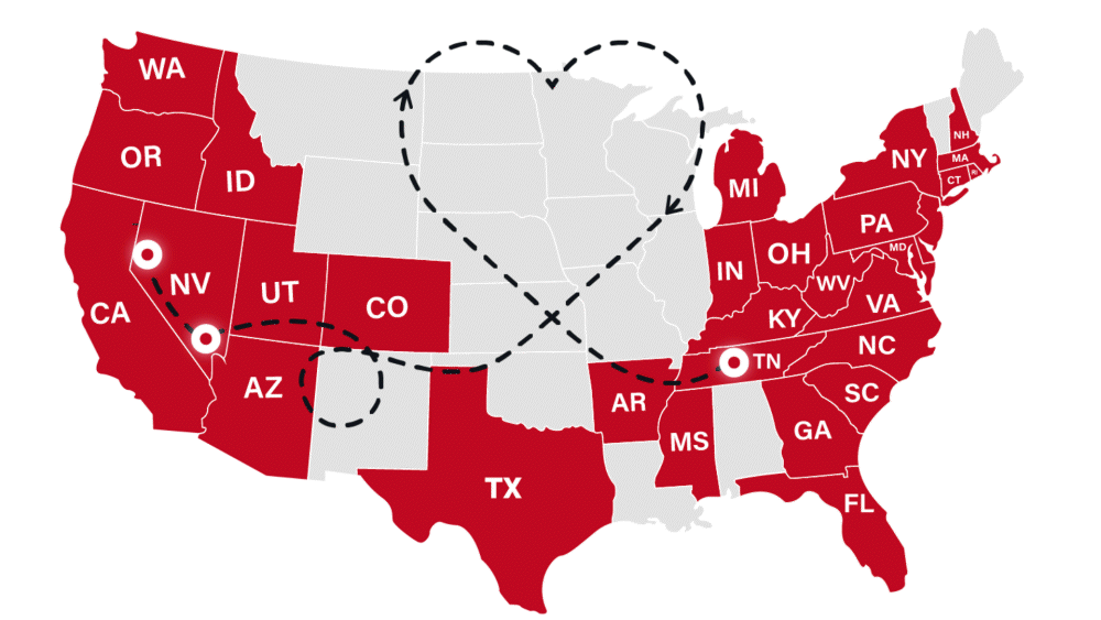 OnTrac Transcontinental expansion now includes Reno, Las Vegas, and Nashville.