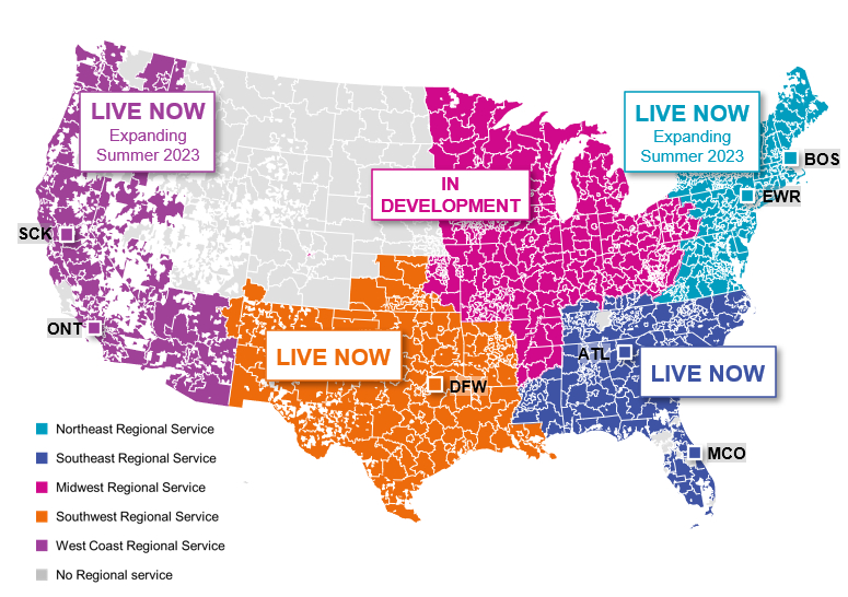Pitney Bowes Regional Delivery Services as of August 2023